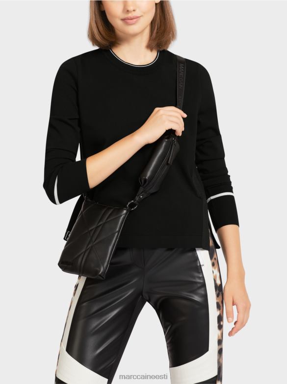 Marc Cain Riietus \"rethink together\" lõhikuga kampsun J8DT1182 must ja valge