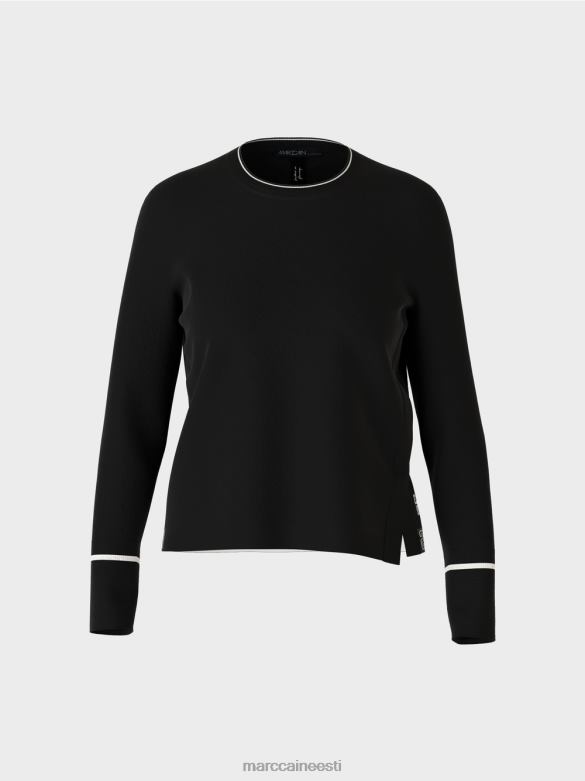 Marc Cain Riietus \"rethink together\" lõhikuga kampsun J8DT1182 must ja valge