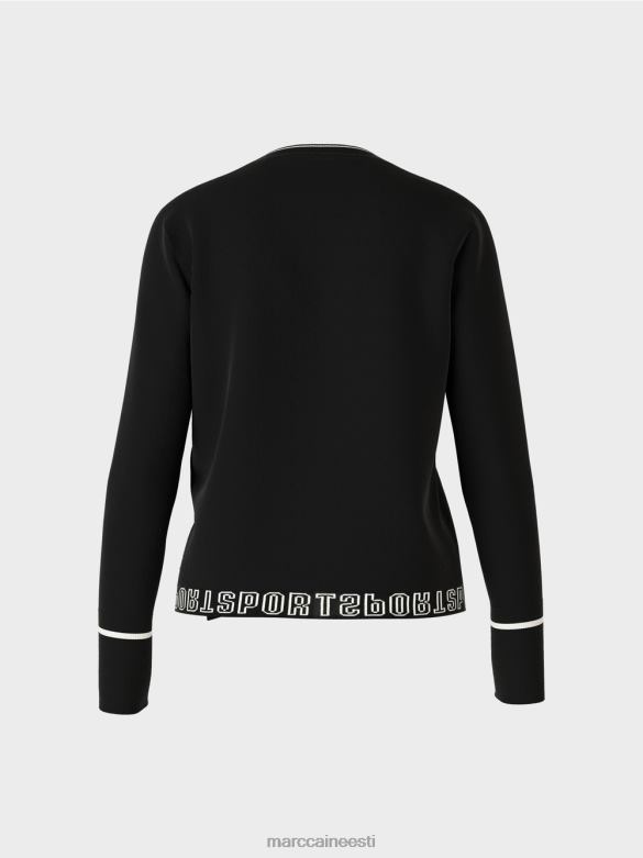 Marc Cain Riietus \"rethink together\" lõhikuga kampsun J8DT1182 must ja valge