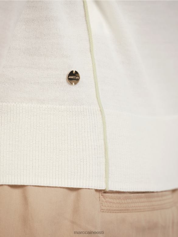 Marc Cain Riietus õrn kootud v-kaelusega kampsun J8DT1158 määrdunudvalge