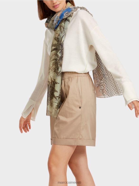 Marc Cain Riietus õrn kootud v-kaelusega kampsun J8DT1158 määrdunudvalge