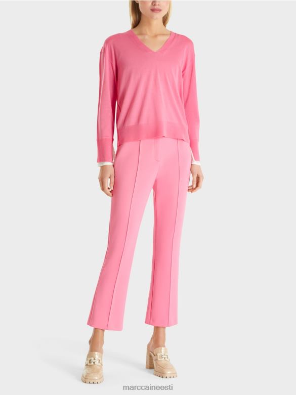Marc Cain Riietus õrn kootud v-kaelusega kampsun J8DT1166 särav roosa