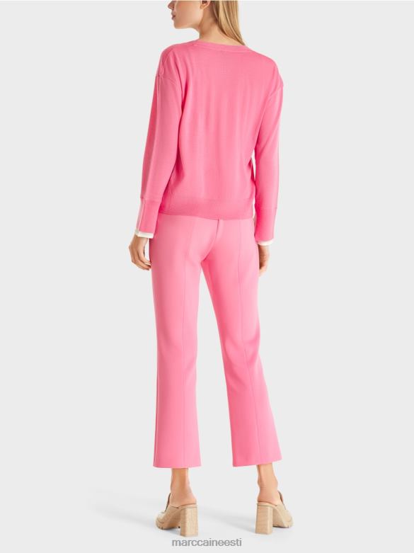 Marc Cain Riietus õrn kootud v-kaelusega kampsun J8DT1166 särav roosa