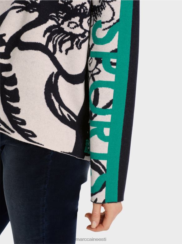 Marc Cain Riietus silmkoeline kampsun kõikjal disainiga J8DT1061 mandliõis