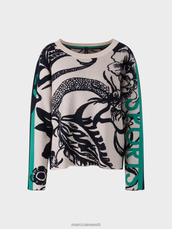 Marc Cain Riietus silmkoeline kampsun kõikjal disainiga J8DT1061 mandliõis