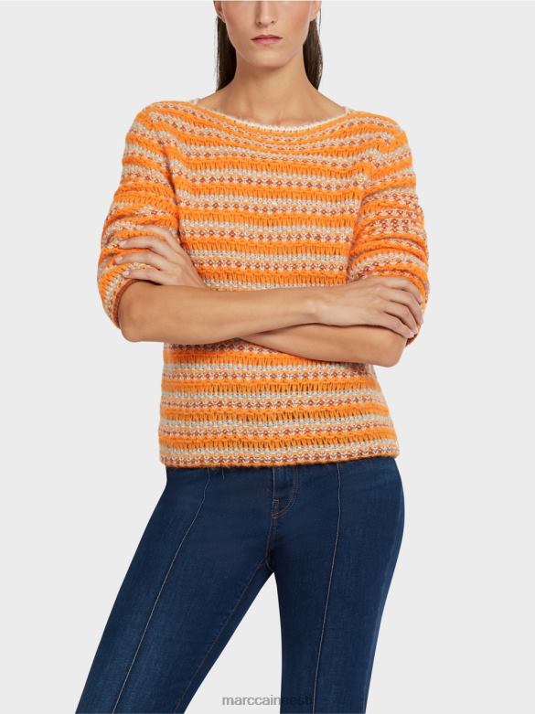 Marc Cain Riietus triibuline kampsun \"kootud Saksamaal\" J8DT1210 selge oranž