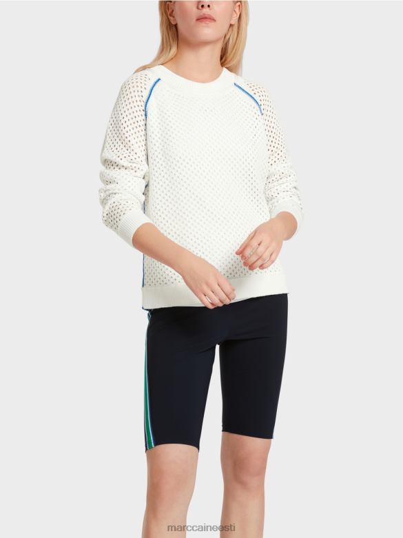 Marc Cain Riietus võrk \"koos uuesti mõtlema\" kampsun J8DT1125 valge