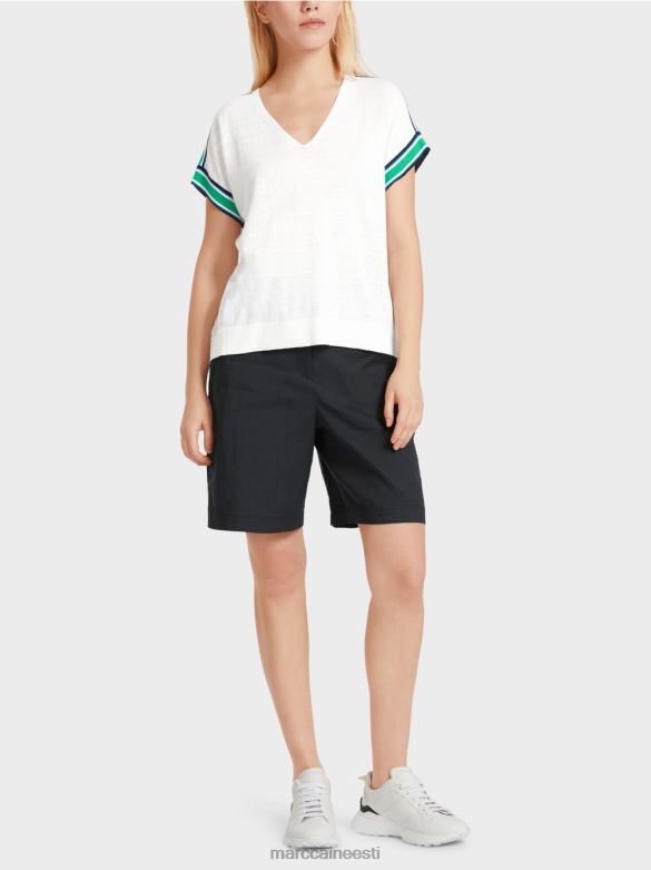 Marc Cain Riietus vabaaja kootud v-kaelusega kampsun J8DT1126 valge