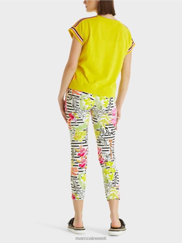 Marc Cain Riietus vabaaja kootud v-kaelusega kampsun J8DT1137 kerge limeaad