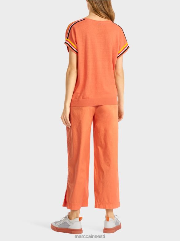 Marc Cain Riietus vabaaja kootud v-kaelusega kampsun J8DT1141 kerge terrakota