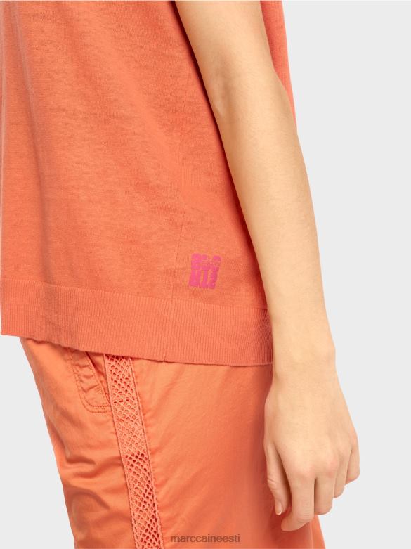 Marc Cain Riietus vabaaja kootud v-kaelusega kampsun J8DT1141 kerge terrakota