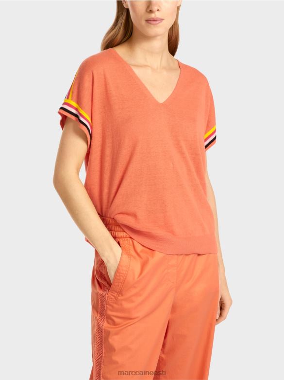 Marc Cain Riietus vabaaja kootud v-kaelusega kampsun J8DT1141 kerge terrakota