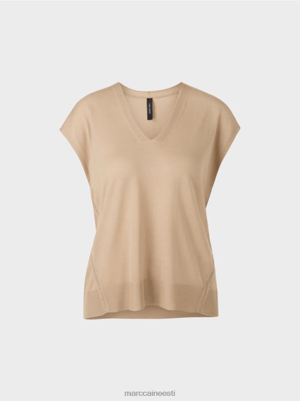 Marc Cain Riietus varrukateta peenelt kootud kampsun J8DT1151 sügav liiv