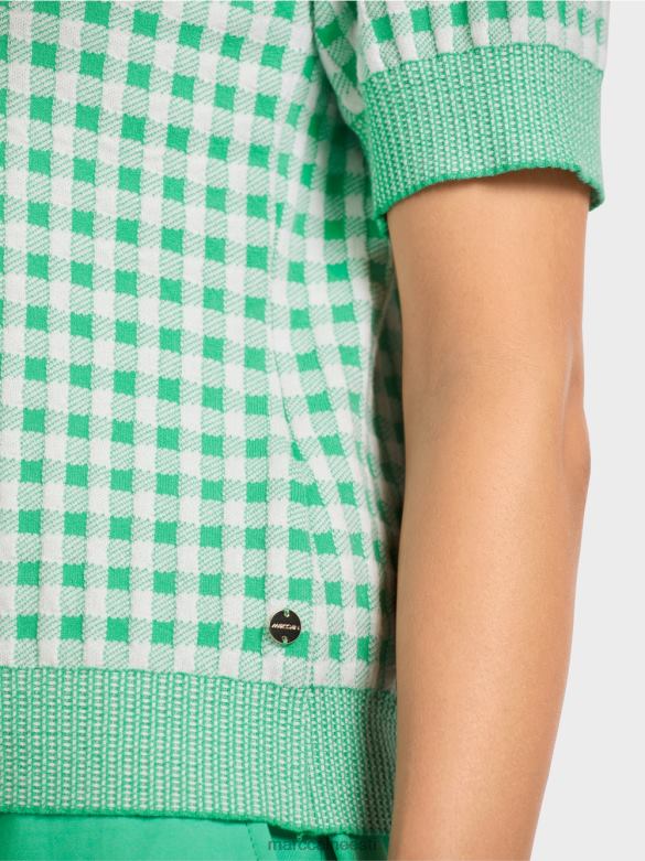 Marc Cain Riietus vichy check-sviiter \"kootud Saksamaal\" J8DT1173 särav jade