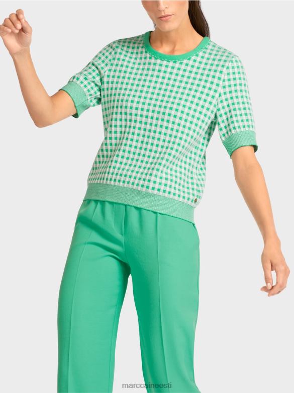 Marc Cain Riietus vichy check-sviiter \"kootud Saksamaal\" J8DT1173 särav jade