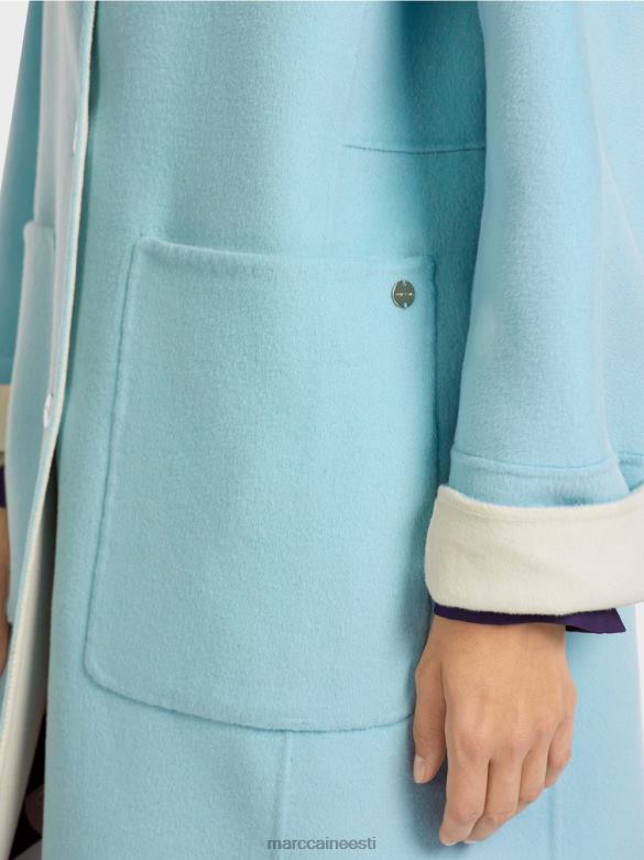 Marc Cain Riietus ümberpööratav villane mantel J8DT298 atmosfääri sinine