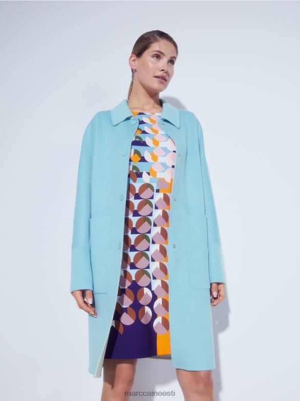 Marc Cain Riietus ümberpööratav villane mantel J8DT298 atmosfääri sinine