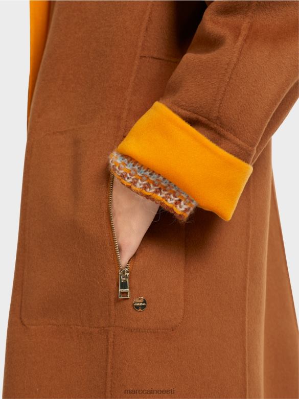 Marc Cain Riietus ümberpööratav villane mantel J8DT299 selge oranž