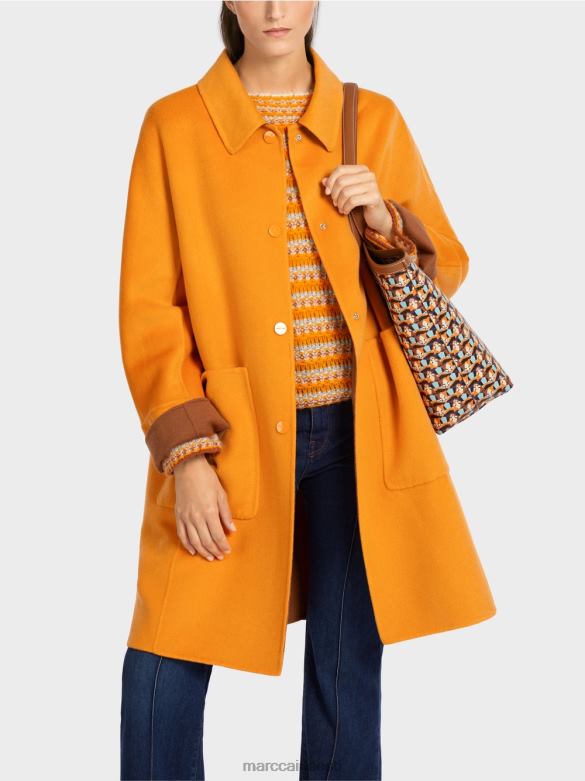 Marc Cain Riietus ümberpööratav villane mantel J8DT299 selge oranž