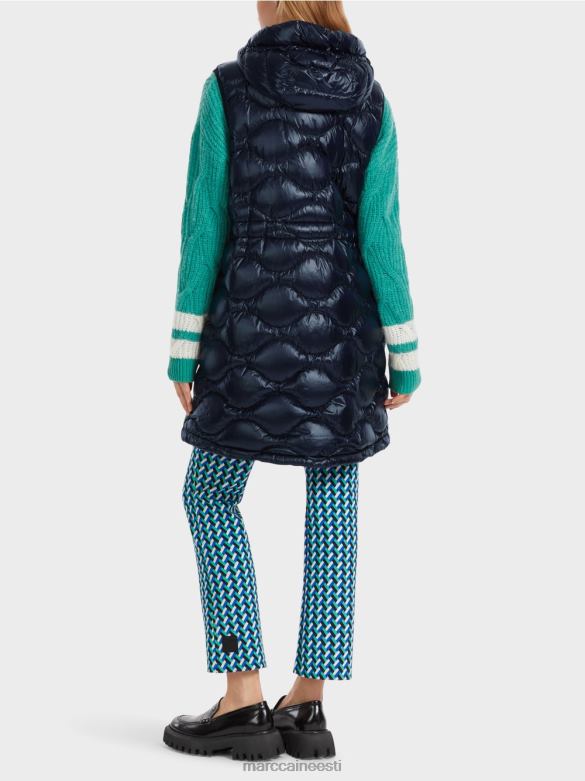 Marc Cain Riietus pikk \"koos ümbermõtlemine\" tepitud vest J8DT225 kesköösinine