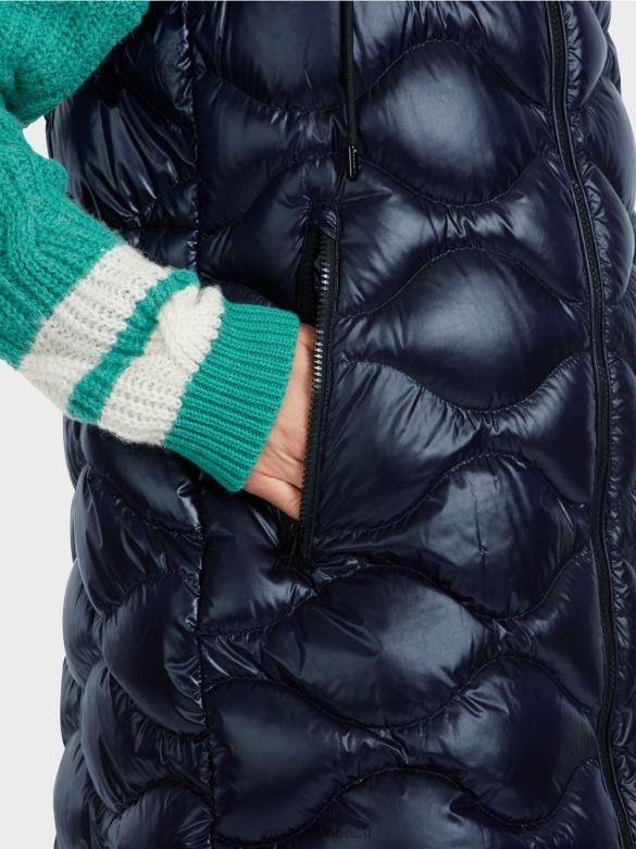 Marc Cain Riietus pikk \"koos ümbermõtlemine\" tepitud vest J8DT225 kesköösinine