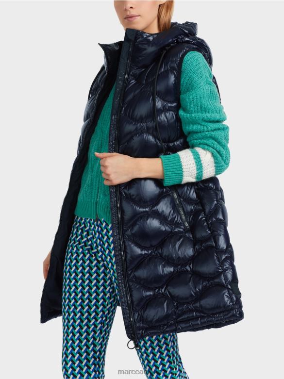 Marc Cain Riietus pikk \"koos ümbermõtlemine\" tepitud vest J8DT225 kesköösinine