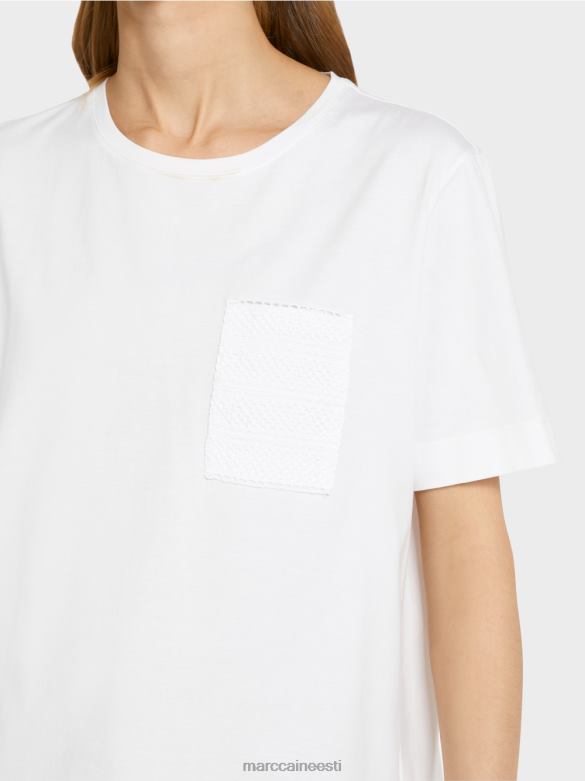 Marc Cain Riietus diagonaalse küljeõmblusega t-särk J8DT940 valge