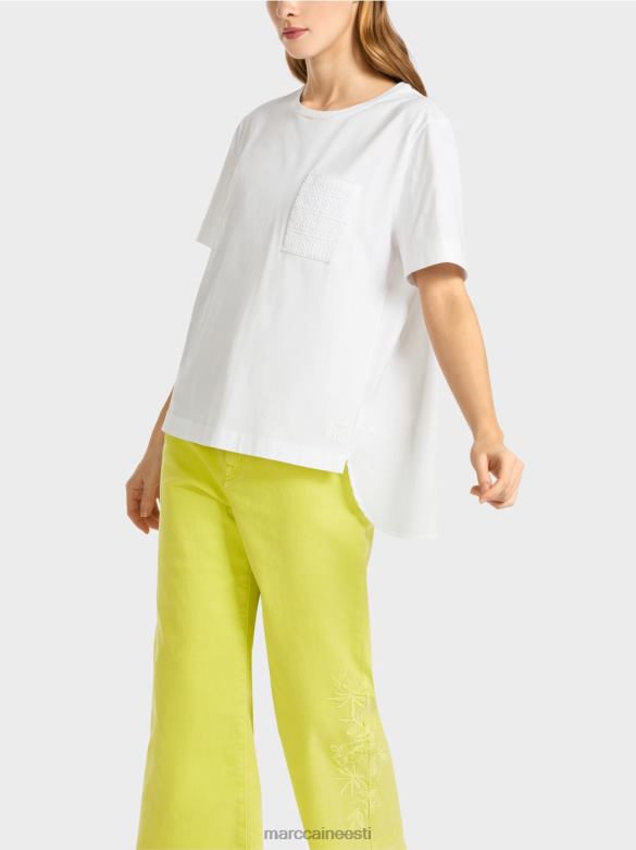 Marc Cain Riietus diagonaalse küljeõmblusega t-särk J8DT940 valge