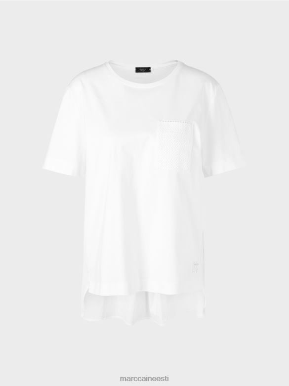 Marc Cain Riietus diagonaalse küljeõmblusega t-särk J8DT940 valge