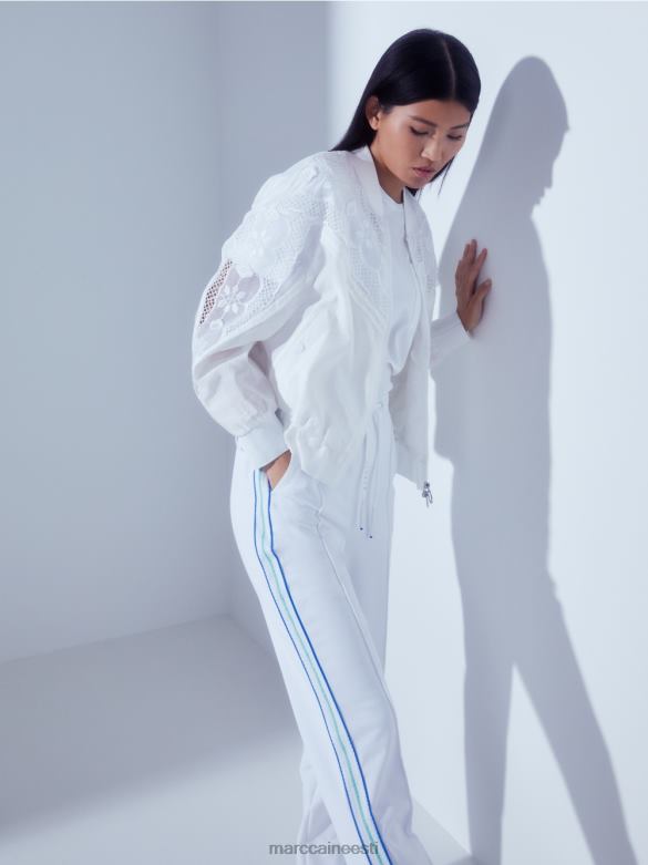 Marc Cain Riietus diagonaalse küljeõmblusega t-särk J8DT940 valge