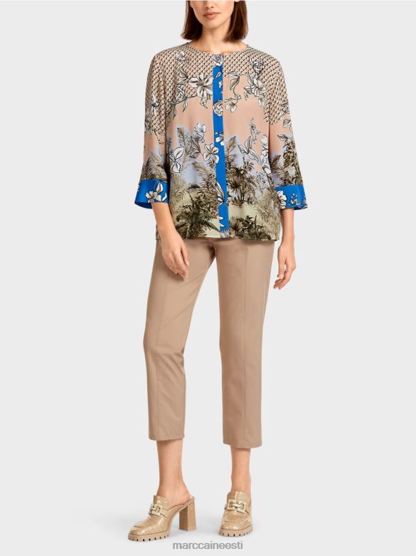 Marc Cain Riietus elegantne pluusi stiilis mustriga top J8DT966 särav päevitus