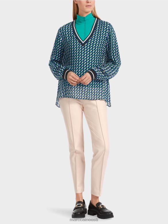 Marc Cain Riietus geomeetrilise üleüldise trükiga pluus J8DT837 emailiga