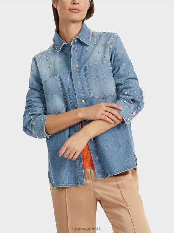 Marc Cain Riietus helmeste tikanditega pluus. J8DT860 vintage sinine