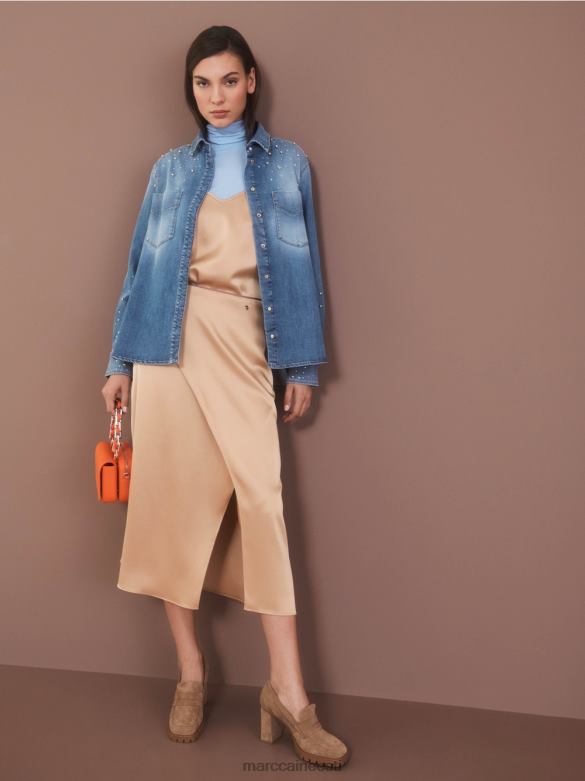 Marc Cain Riietus helmeste tikanditega pluus. J8DT860 vintage sinine