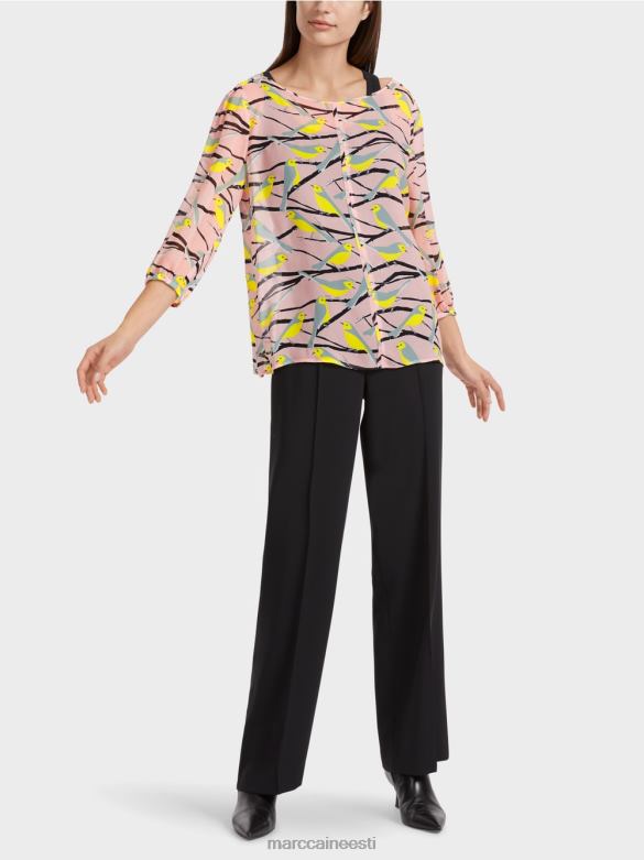 Marc Cain Riietus kerge linnukujundusega pluus J8DT883 pehme puuderroosa