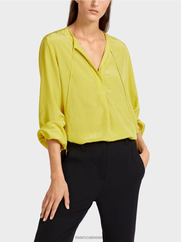 Marc Cain Riietus kerge pluusi stiilis topp J8DT988 roheline väävel