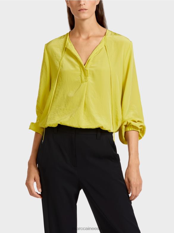 Marc Cain Riietus kerge pluusi stiilis topp J8DT988 roheline väävel