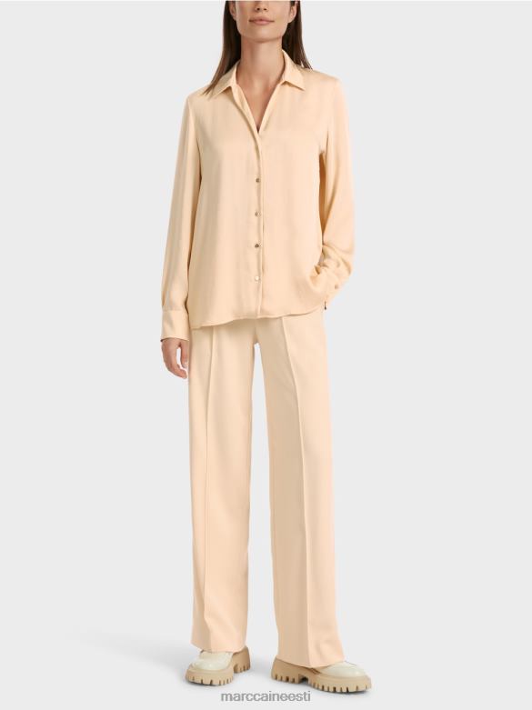 Marc Cain Riietus klassikaline v-kaelusega särkpluus J8DT856 tume kreem