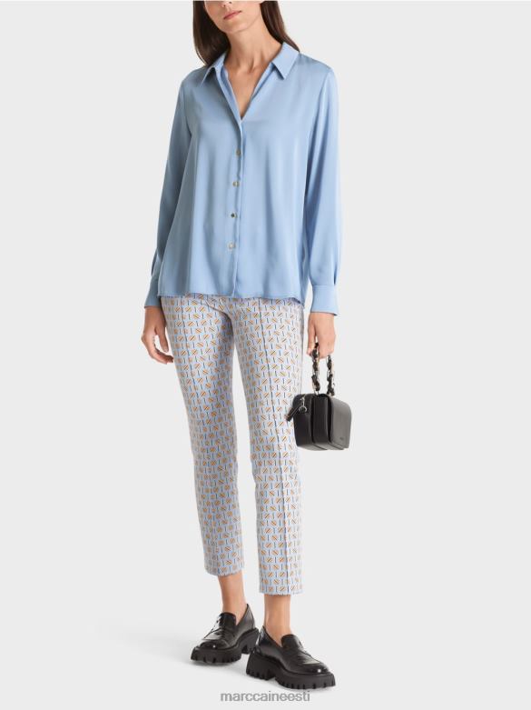 Marc Cain Riietus klassikaline v-kaelusega särkpluus J8DT859 tume suvetaevas