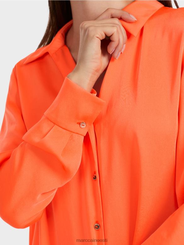 Marc Cain Riietus klassikaline v-kaelusega särkpluus J8DT861 särav korall