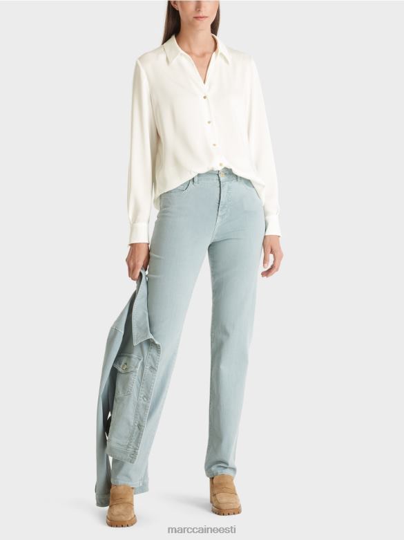 Marc Cain Riietus klassikaline v-kaelusega särkpluus J8DT884 määrdunudvalge