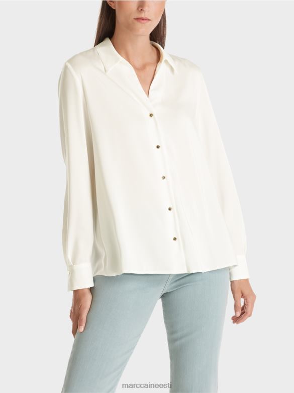 Marc Cain Riietus klassikaline v-kaelusega särkpluus J8DT884 määrdunudvalge