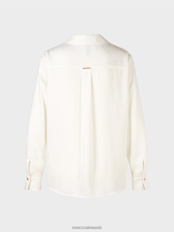 Marc Cain Riietus klassikaline v-kaelusega särkpluus J8DT884 määrdunudvalge