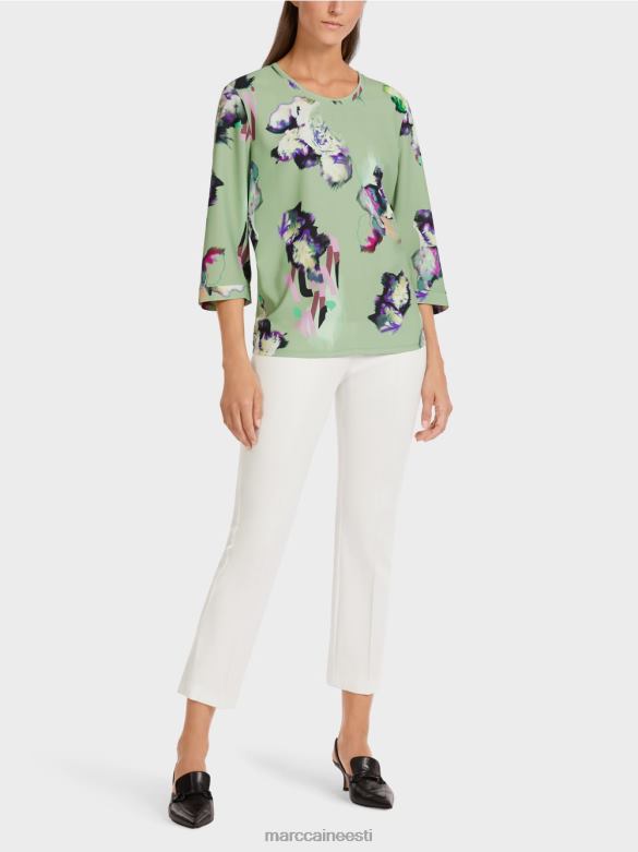 Marc Cain Riietus kolmveerandvarrukatega pluusi stiilis topp J8DT1009 pulber piparmünt