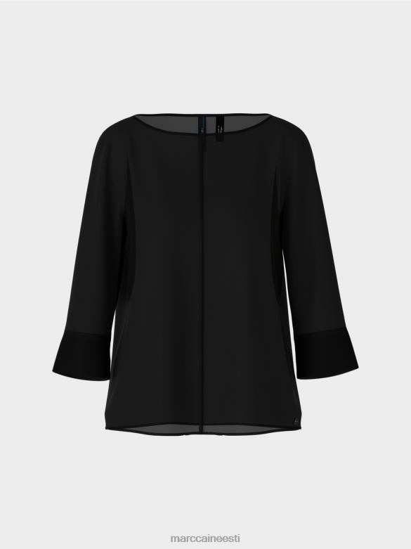 Marc Cain Riietus \"koos ümber mõtlema\" pluusi stiilis topp J8DT1010 must