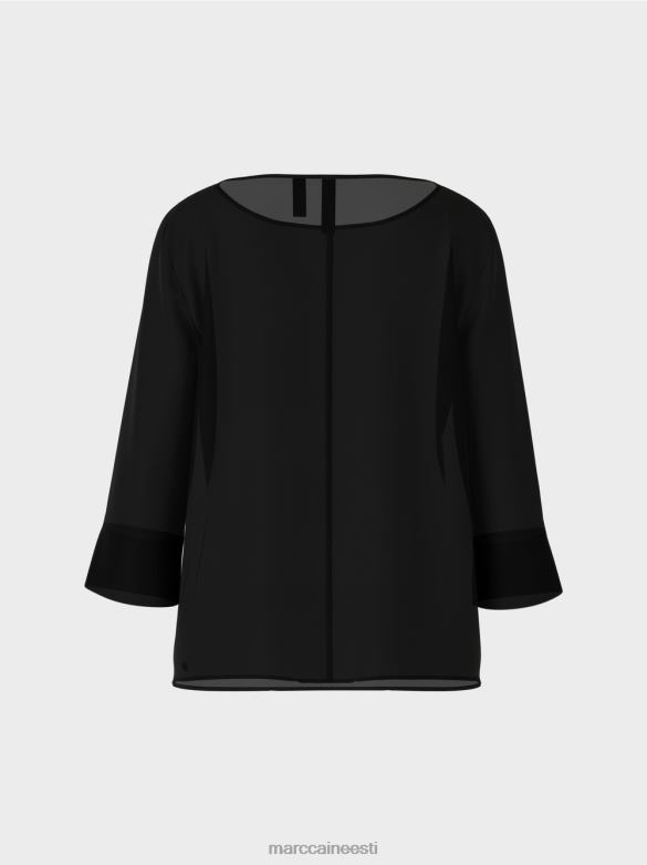 Marc Cain Riietus \"koos ümber mõtlema\" pluusi stiilis topp J8DT1010 must