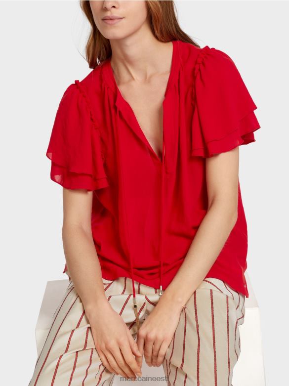 Marc Cain Riietus \"koos ümber mõtlema\" pluusi stiilis topp J8DT910 sügav punane
