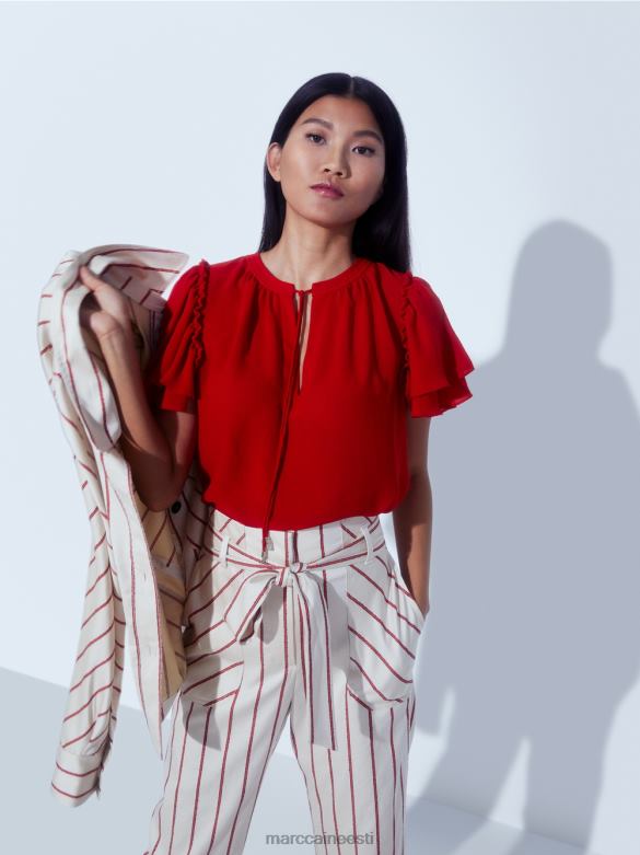 Marc Cain Riietus \"koos ümber mõtlema\" pluusi stiilis topp J8DT910 sügav punane