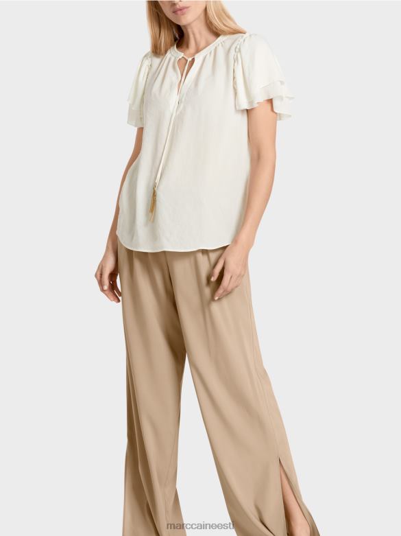 Marc Cain Riietus \"koos ümber mõtlema\" pluusi stiilis topp J8DT951 määrdunudvalge