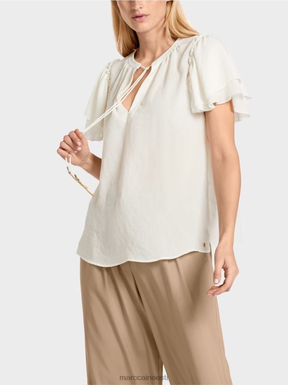 Marc Cain Riietus \"koos ümber mõtlema\" pluusi stiilis topp J8DT951 määrdunudvalge